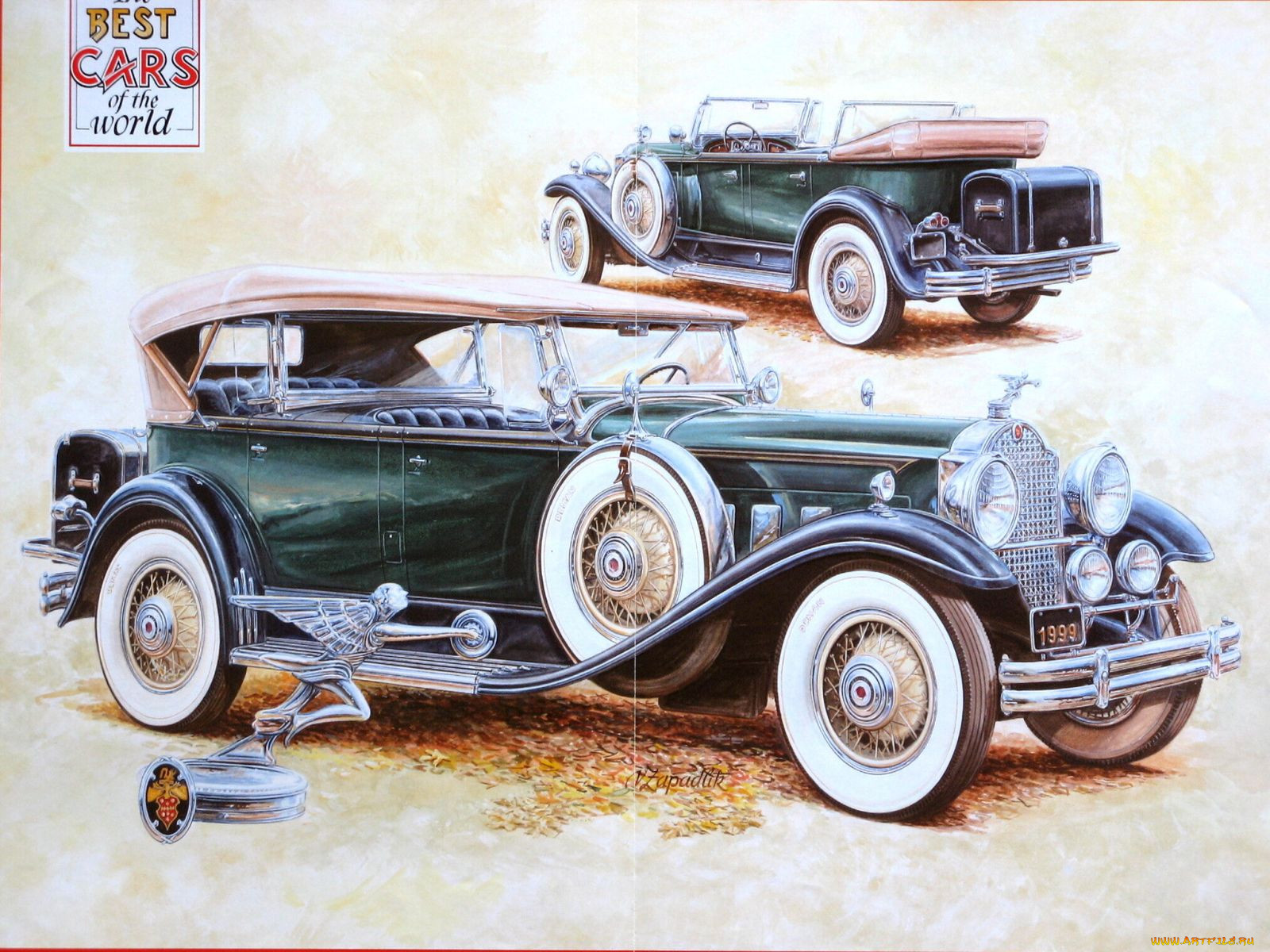 Картина 4 машина. Вацлава Западлика рисунки ретро автомобилей. Винтажные машины.